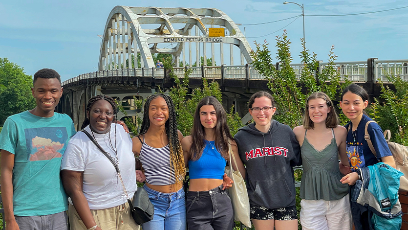 Marist history students at the Edmund Pettus Bridge in Selma, Alabama.