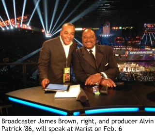 Image of broadcaster James Brown and producer Alvin Patrick. 