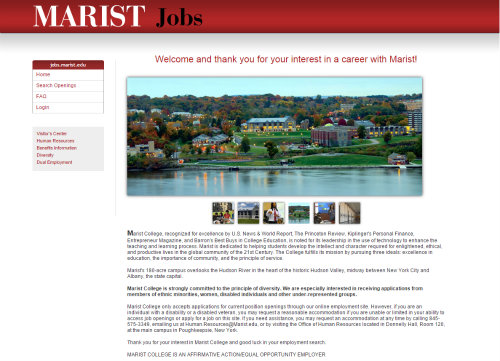 Image of the Marist Jobs site