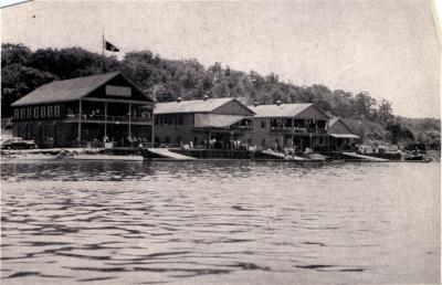 Image of The Cornell Boathouse, shown in 1948.
