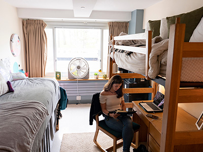 Photo of student in residence hall