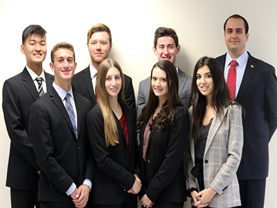 AMA board members Maurice Koh ’22, Connor Breit ’21, Alex Diana ’22 and Evan Michigan ’20. Front row: Vincent Manna ’23, Victoria Mendlicott ’20, Lexie Mouzakes ’20 and Brianna Prego ’21