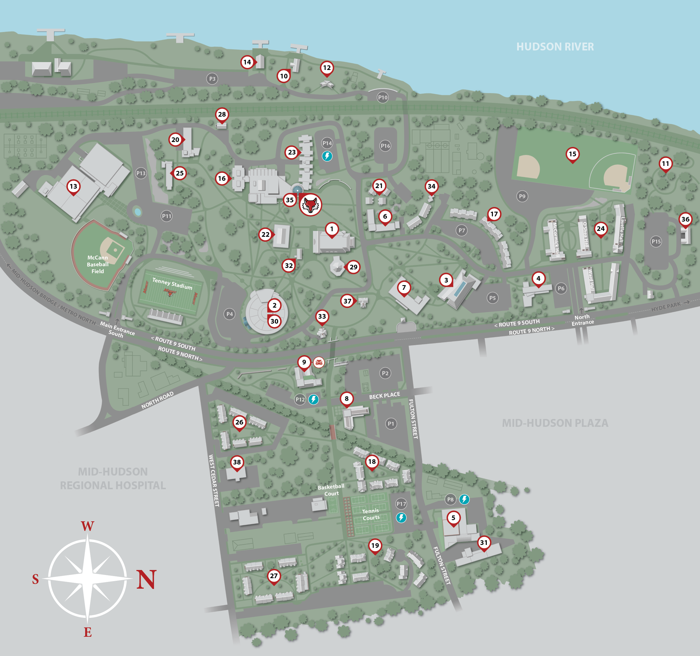 Image of Marist Poughkeepsie campus map.