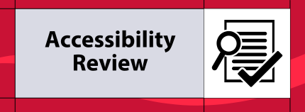 Banner image titled 'Accessibility Review' on red background.  
