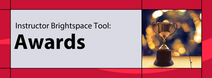 Banner image titled ' Instructor Brightspace Tool: Awards' on red background.