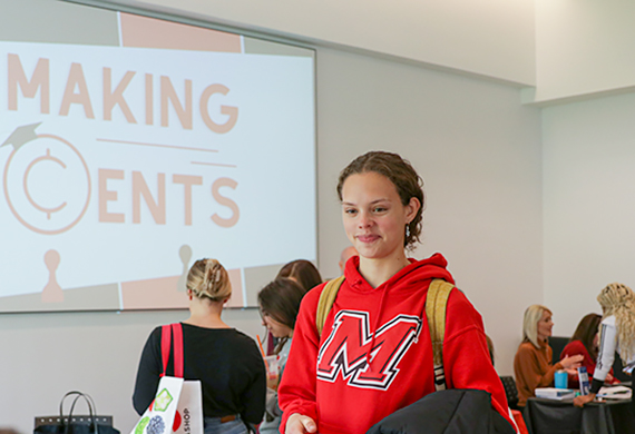 Image of student at Making Cents event.