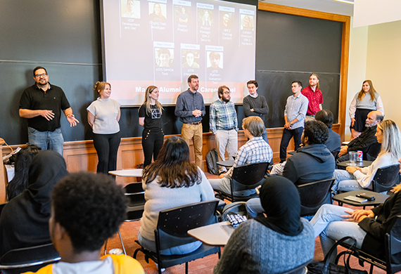 image of students and alumni panel for career connections ibm 