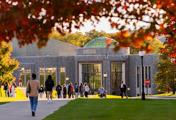 Image of campus featuring the Murray Student Center Rotunda in the fall.