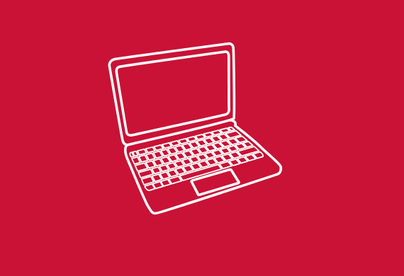 Marist Red Background with the image of a laptop in white
