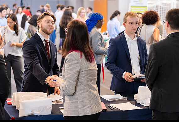 Image of students meeting employers at the Career and Internship Fair.