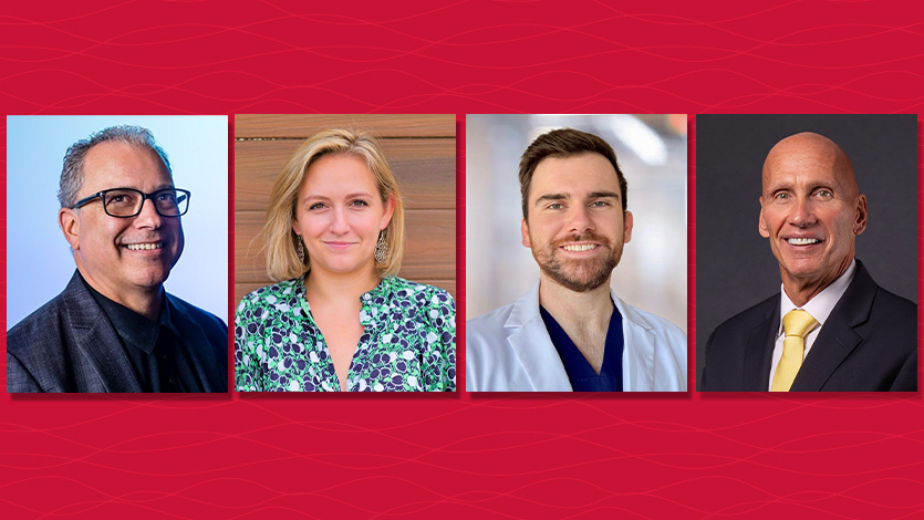Images of, from left to right, Ross Mauri '80, Katelyn Gallanty '15, Bradley Mobeck '20, and Jack Oehm '80.