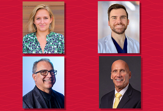 Images of, clockwise from upper left, Katelyn Gallanty '15, Bradley Mobeck '20, Jack Oehm '80, and Ross Mauri '80.