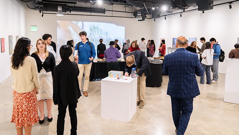 Marist students, faculty, and community members gather for STAMPED’s opening reception. Photo by Nelson Echeverria/Marist University.