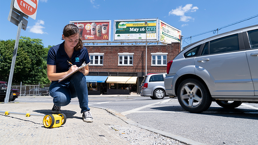 Megan Nickel at work in the City of Poughkeepsie.