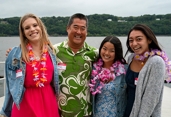 Derrick Kang with Marist students from Hawaii