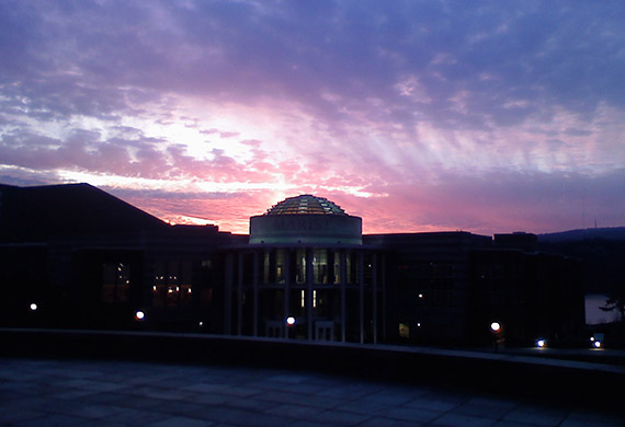 Marist Student Center Rotunda at sunset