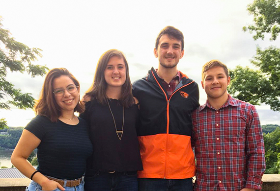 (l-r) Rebecca Lopez ’21, Amy Pitts ’20, Tadd Bindas ’19, and Christopher Schlappich ’19
