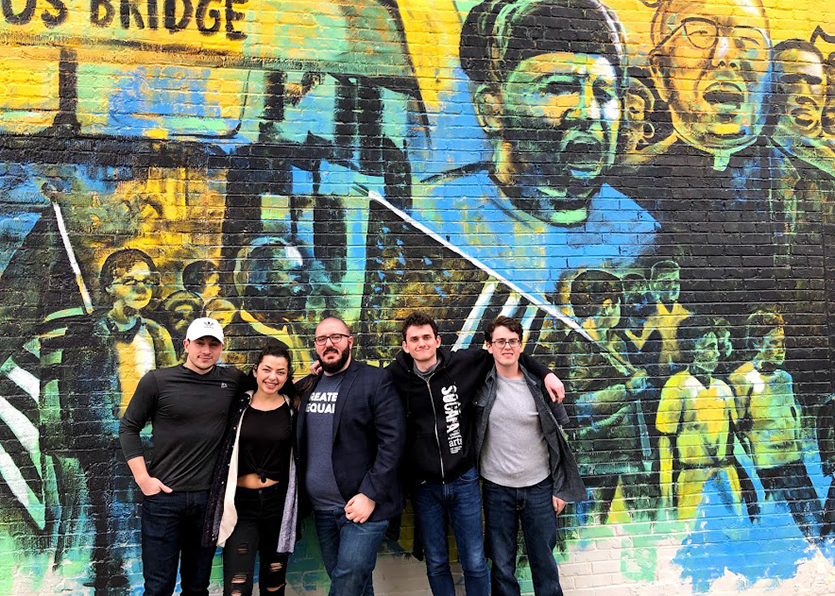 Students in front a Civil Right mural