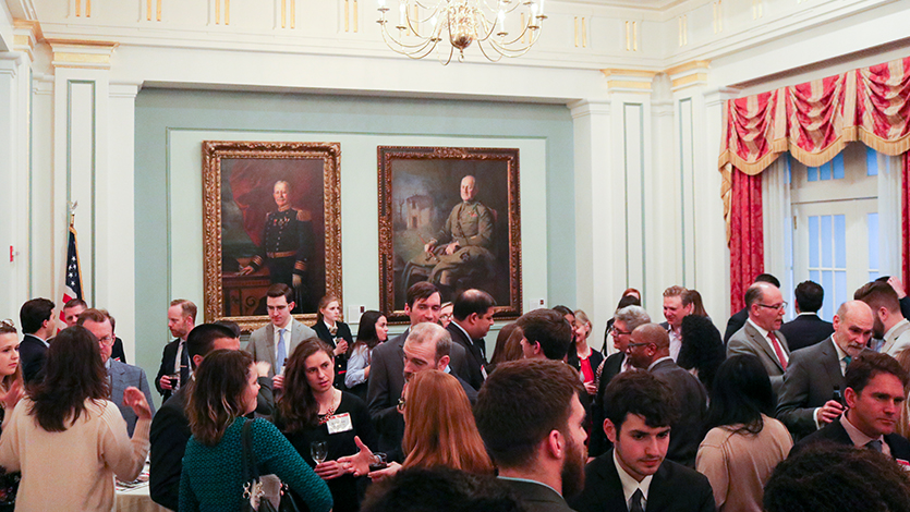 Students and alumni networking at the Army and Navy Club