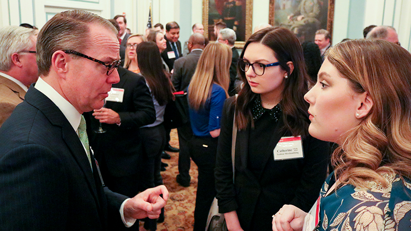 Meaghan Shea '22 (far right) at a networking event