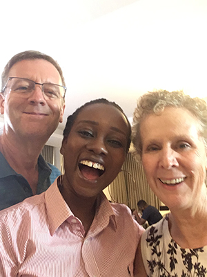Judith and Paul Stoddard with student Mensimah Thompson Kwaffo
