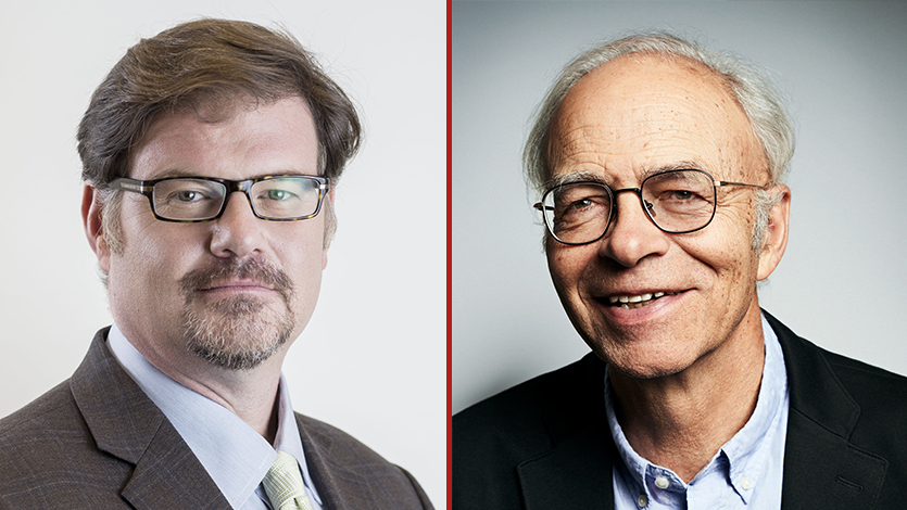 Left to Right: Jonah Goldberg, Peter Singer