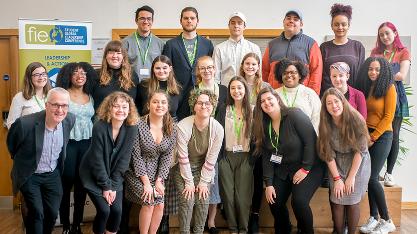 Shane Duffy, director of the Freshman Dublin Experience Program (front row, far left), with the inaugural FDE class