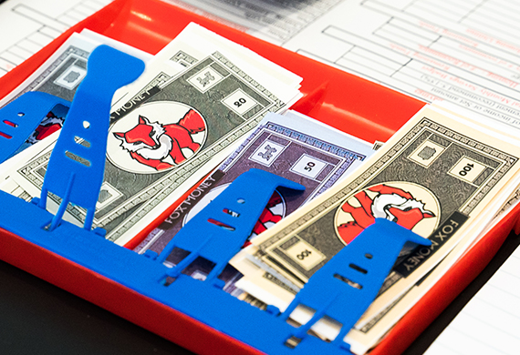 Game pieces from the Making Cents event