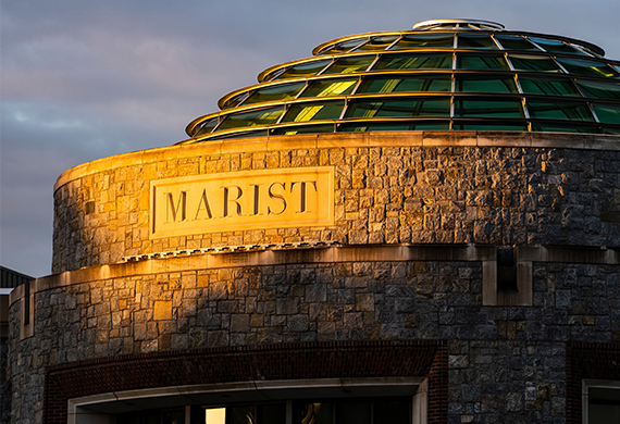 An image of Marist Rotunda at evening