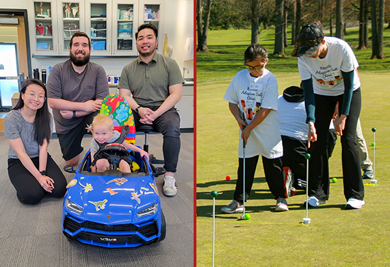 DPT students, local volunteers, and participating families at the adaptive golf clinic. Photo courtesy of Dr. Yvonne Egitto