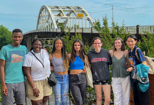 Marist history students at the Edmund Pettus Bridge in Selma, Alabama.