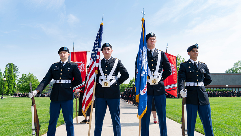 Marist College Color Guard presents the colors at the 2022 Commencement in May