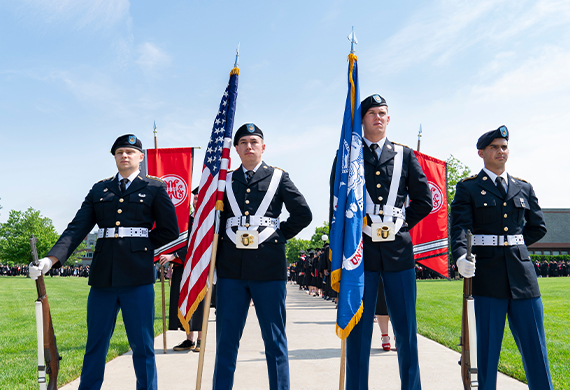 Marist College Color Guard presents the colors at the 2022 Commencement in May