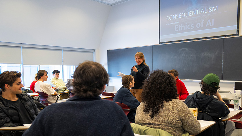 Marist University Image: Sasha Biro teaches the Ethics of Artificial Intelligence course.