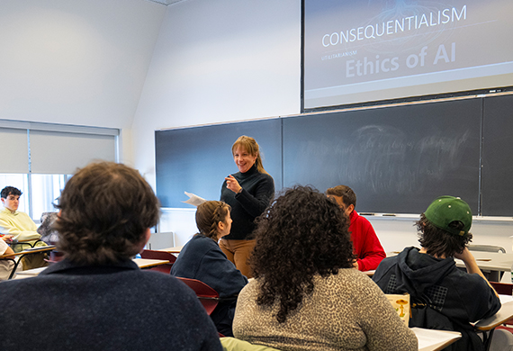 Marist University Image: Sasha Biro teaches the Ethics of Artificial Intelligence course.