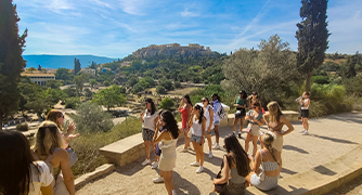 Image of Marist University students on their travel course in Greece.
