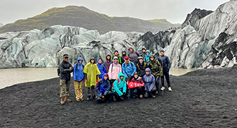 Image of Marist University students on their travel course in Iceland.