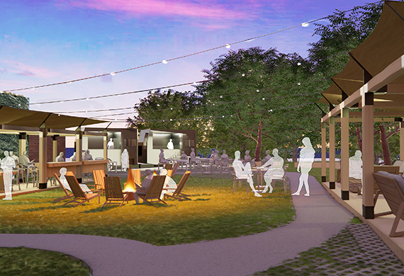Marist University Image: Rendering of new outdoor dining area on campus. Renderings courtesy of David Burke Architects.