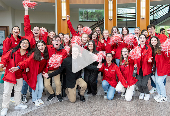Image of excited current students during 2025 Admitted Students Day with
