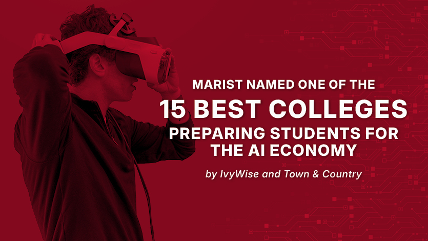 Image of student with VR goggles with text: 