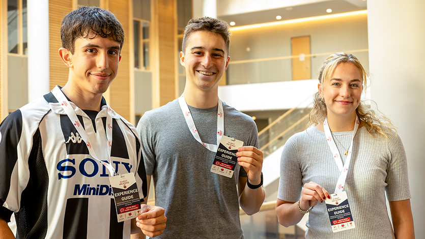 Students partake in Marist Unlocked Event (from left to right): Dylan Moshovos '27, Garrett Zaremba '29, and Karina Borysiak '28. Photo by Alyssa Walrad/ Marist University.
