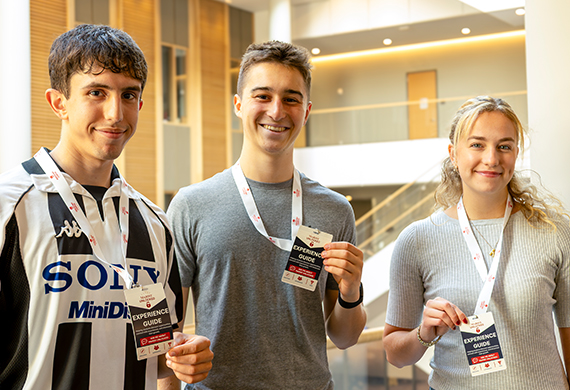 Image of Students partaking in Marist Unlocked Event (from left to right): Dylan Moshovos '27, Garrett Zaremba '29, and Karina Borysiak '28. Photo by Alyssa Walrad/ Marist University. 