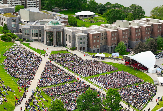 Image of the Marist University campus green during commencement.