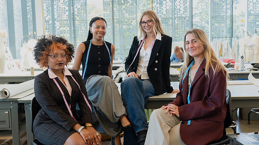 Image of Alejandra Pabon ’27, Cassandra Williams ’27, Madison Valenta ’27, and Caterina Assi ’27. Photo by Nelson Echeverria/Marist University.