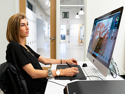 Photo of student working on computer