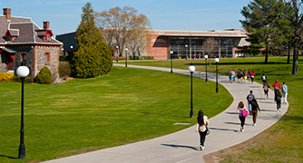 An image of students walking to class. 