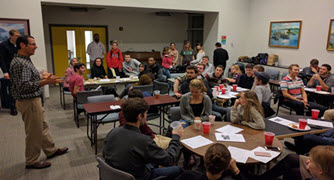 Photo of students and professor in classroom