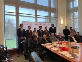 IN THE PHOTO: Students from the Expert Business Solutions team (back row) with the executive review panel. The team analyzed the Beyond Meat company