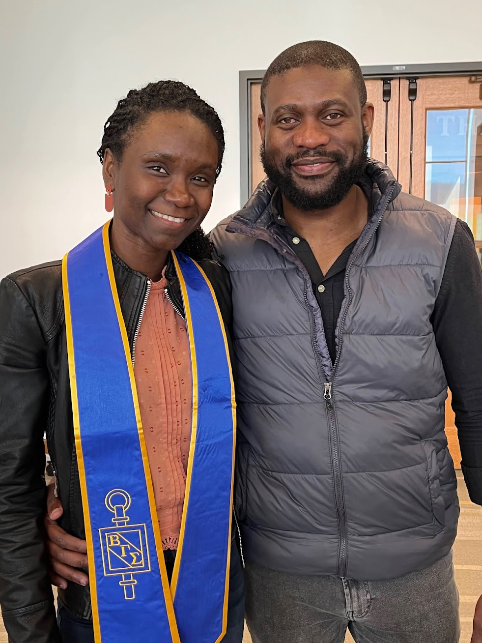 IN THE PHOTO (from left): Beta Gamma Sigma inductee and MBA candidate Tamika Barrett with Dwayne Hibbert 