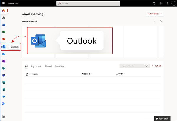 Image of outlook screen